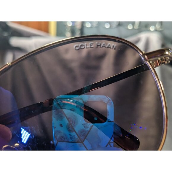 Cole Haan C669 Silver Tone And Tortoise Blue Mirror Aviator Sunglasses main image 7